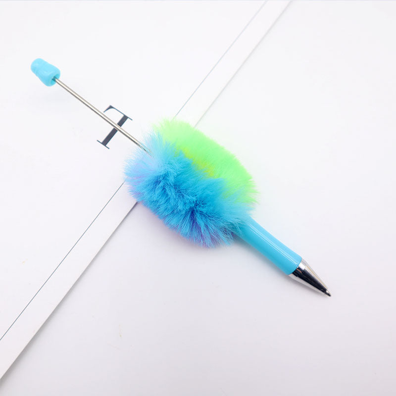 Wholesale Colorful Beadable Pen Plush Pom Pom Beadable Pen Fluffy Pens
